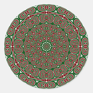 Ornamental Christmas Mandala Classic Round Sticker