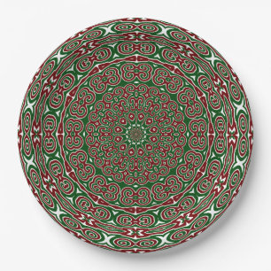 Ornamental Christmas Mandala Paper Plate