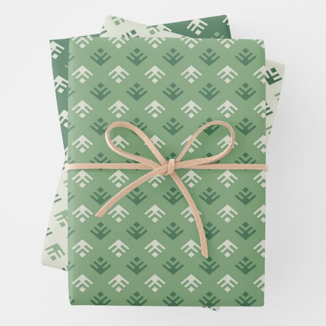 Ornamental Christmas Trees.Wrapping Paper Set of 3 (In situ)