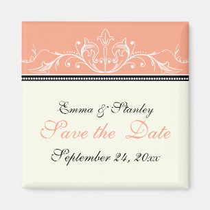 Ornamental coral white Save the Date magnet