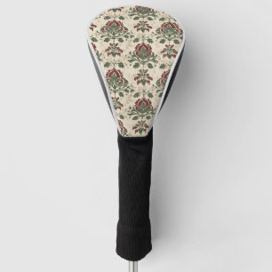 Ornamental Damask Red Green Vintage Texture Golf Head Cover