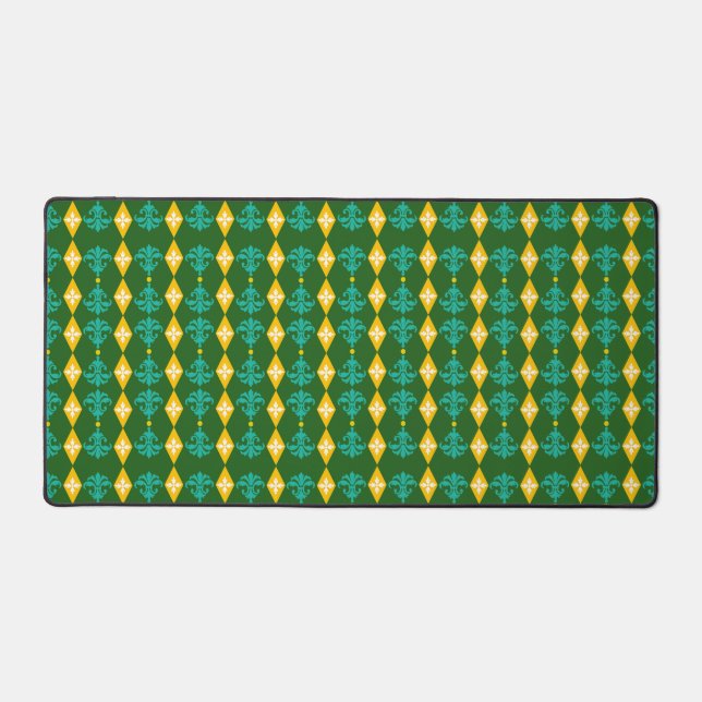 Ornamental Damask Stripe Desk Mat (Front)
