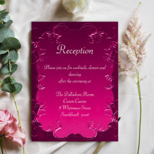 Ornamental Damask Swirls Pink Wedding Reception Enclosure Card