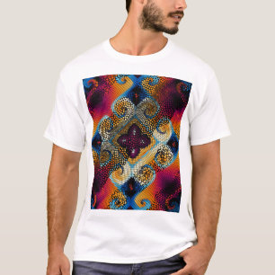 Ornamental Diagonal Waves: Mosaic Texture T-Shirt