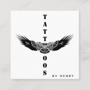 Ornamental Eagle Bird Tattoo Artist Minimalist Square Business Card