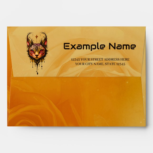 Ornamental elegance: A portrait of a cat.  Envelope (Back (Top Flap))