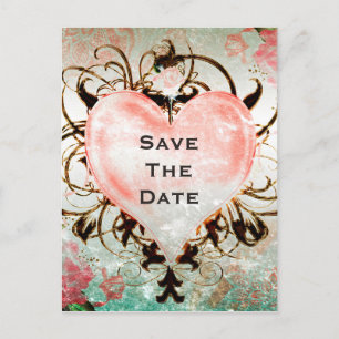 Ornamental Elegant Floral Vintage Heart Party Announcement Postcard