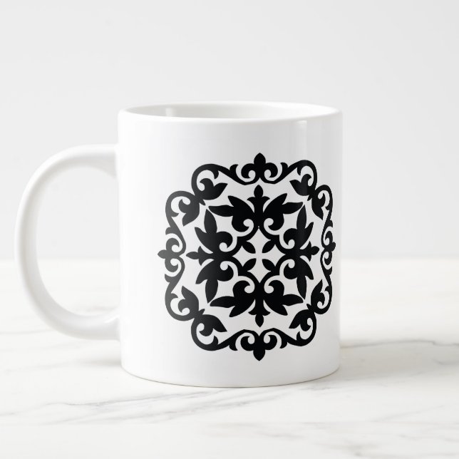 Ornamental Floral Design Large Coffee Mug (Left)