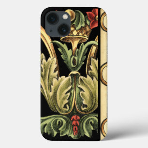 Ornamental Floral Design with Black Borders iPhone 13 Case