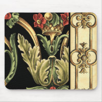 Ornamental Floral Design with Black Borders