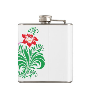 Ornamental Floral Flower Design – Elegant Hip Flask