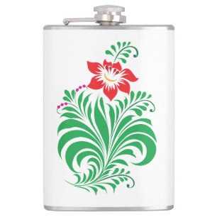 Ornamental Floral Flower Design – Elegant Hip Flask