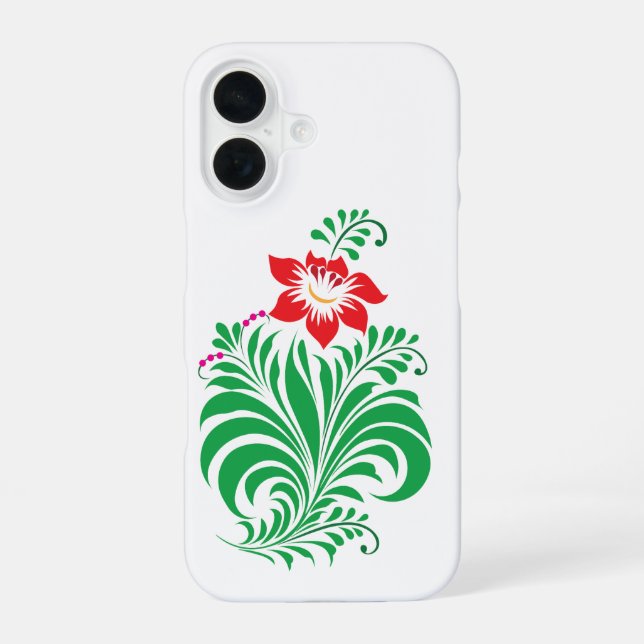 Ornamental Floral Flower Design – Elegant iPhone 16 Case (Back)