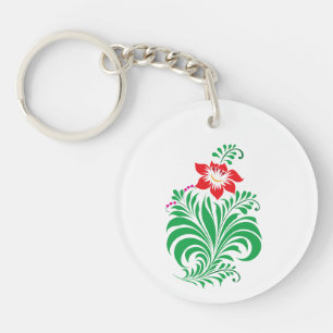 Ornamental Floral Flower Design – Elegant Key Ring