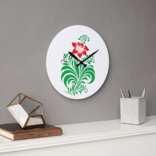 Ornamental Floral Flower Design – Elegant Large Clock