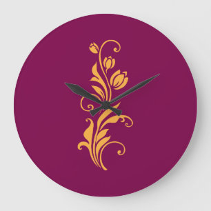 Ornamental Floral Flower Design Large Clock