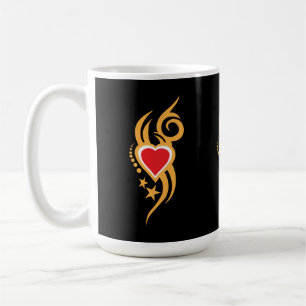 Ornamental Floral Heart Tattoo Coffee Mug
