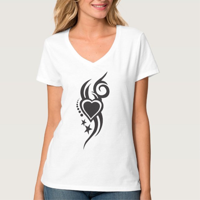 Ornamental Floral Heart Tattoo  T-Shirt (Front)