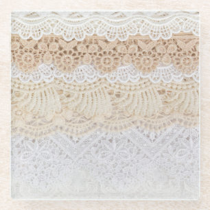 Ornamental Floral Lace: Elegant Collection Glass Coaster