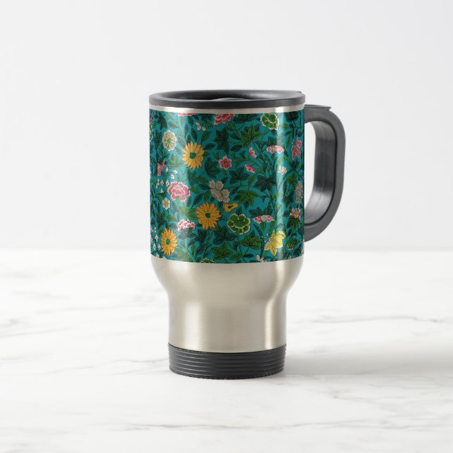 Ornamental Floral Pattern Travel Mug (Front Right)
