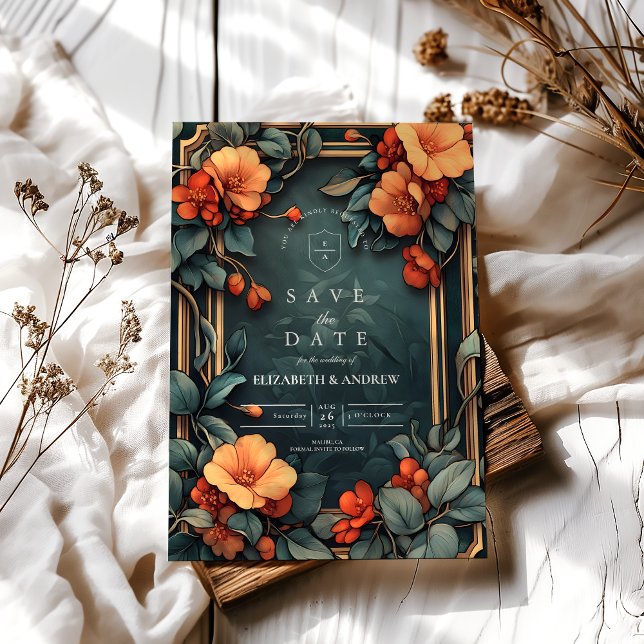 Ornamental Floral Wedding Art Nouveau Save The Date (Creator Uploaded)