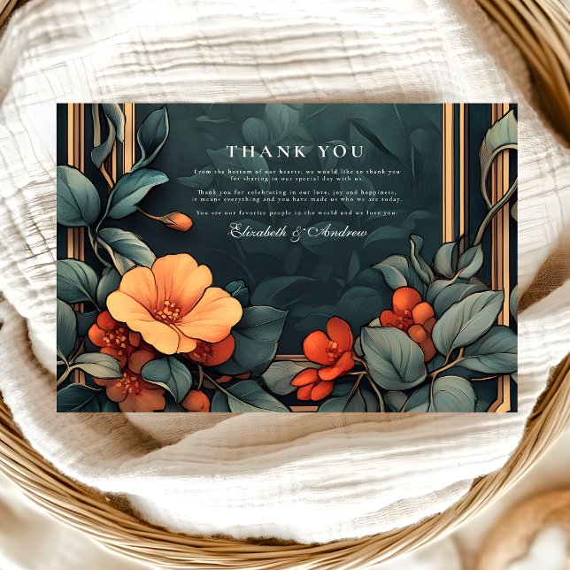 Ornamental Floral Wedding Art Nouveau Thank You Card (Creator Uploaded)