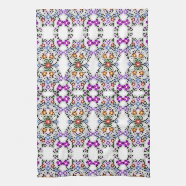 ornamental flowers kitchen towel (Vertical)