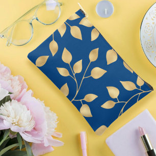 ornamental foliage design  faux gold leaf pattern accessory pouch