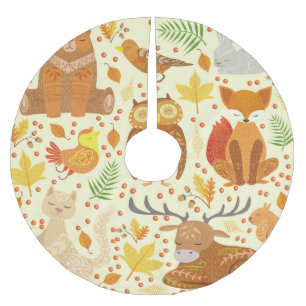 Ornamental forest animals illustration. brushed polyester tree skirt