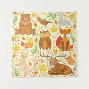 Ornamental forest animals illustration. tapestry