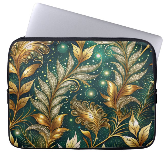 Ornamental glowing leaves  laptop sleeve (Front)