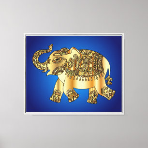 Ornamental Gold Elephant Painting-25420 Canvas Print
