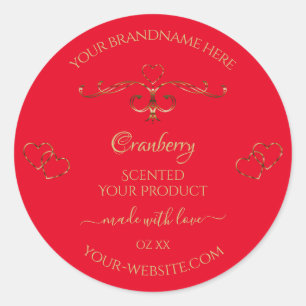 Ornamental Gold Ornate Hearts Red Product Labels