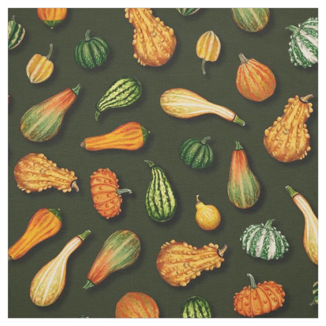 Ornamental Gourds for Autumn, Fall, Thanksgiving Fabric (Swatch)