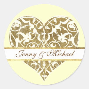 Ornamental Heart Classic Round Sticker
