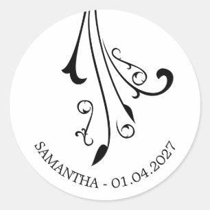 Ornamental Horror Black Gothic Classic Round Sticker