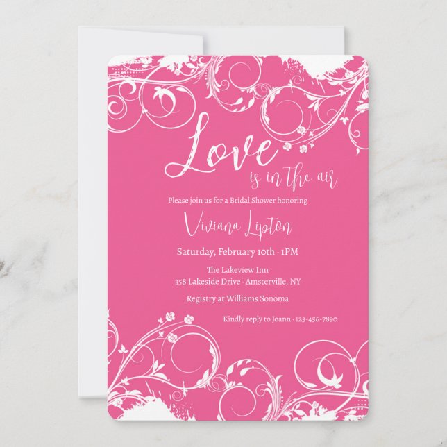 Ornamental Hot Pink Invitation (Front)
