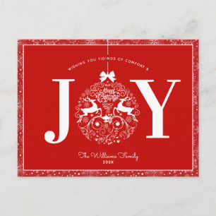 Ornamental Joy   Single Photo Custom Christmas Postcard