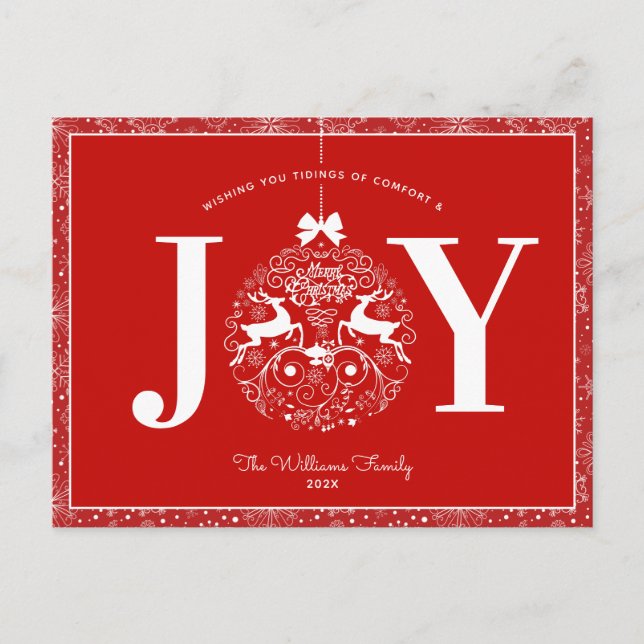 Ornamental Joy | Single Photo Custom Christmas Postcard (Front)