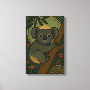 Ornamental Koala in Botanical Mandala Canvas Print