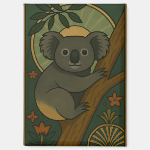Ornamental Koala in Botanical Mandala Magnet