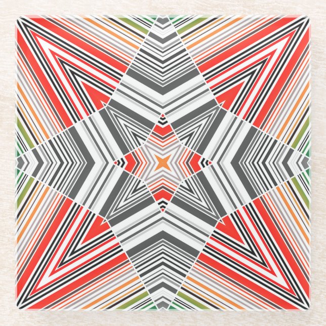 Ornamental Lined: Striped Seamless Background Glass Coaster (Front)