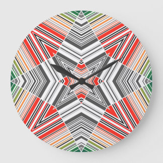 Ornamental Lined: Striped Seamless Background Large Clock