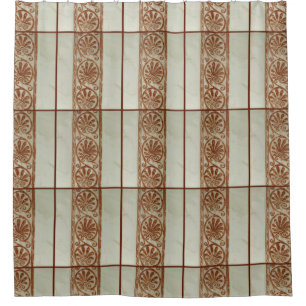 Ornamental Mediterranean Brown Border Shower Curtain