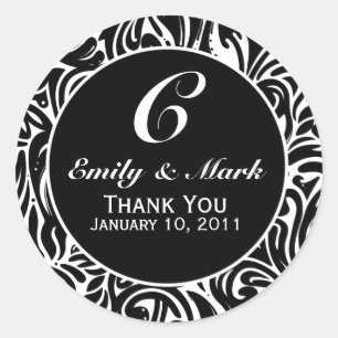 Ornamental Monogrammed Wedding Round Stickers