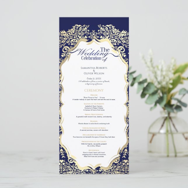 Ornamental Navy Blue and Gold Charming Progra Programme (Standing Front)