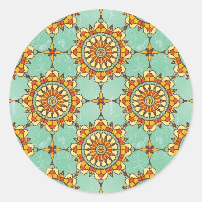 Ornamental pattern classic round sticker (Front)