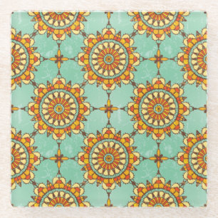 Ornamental pattern glass coaster