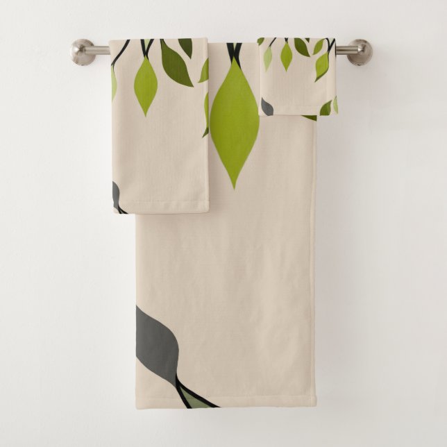 Ornamental pattern, leaves, lines, modern, simple bath towel set (Insitu)
