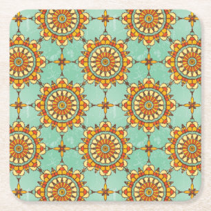 Ornamental pattern square paper coaster